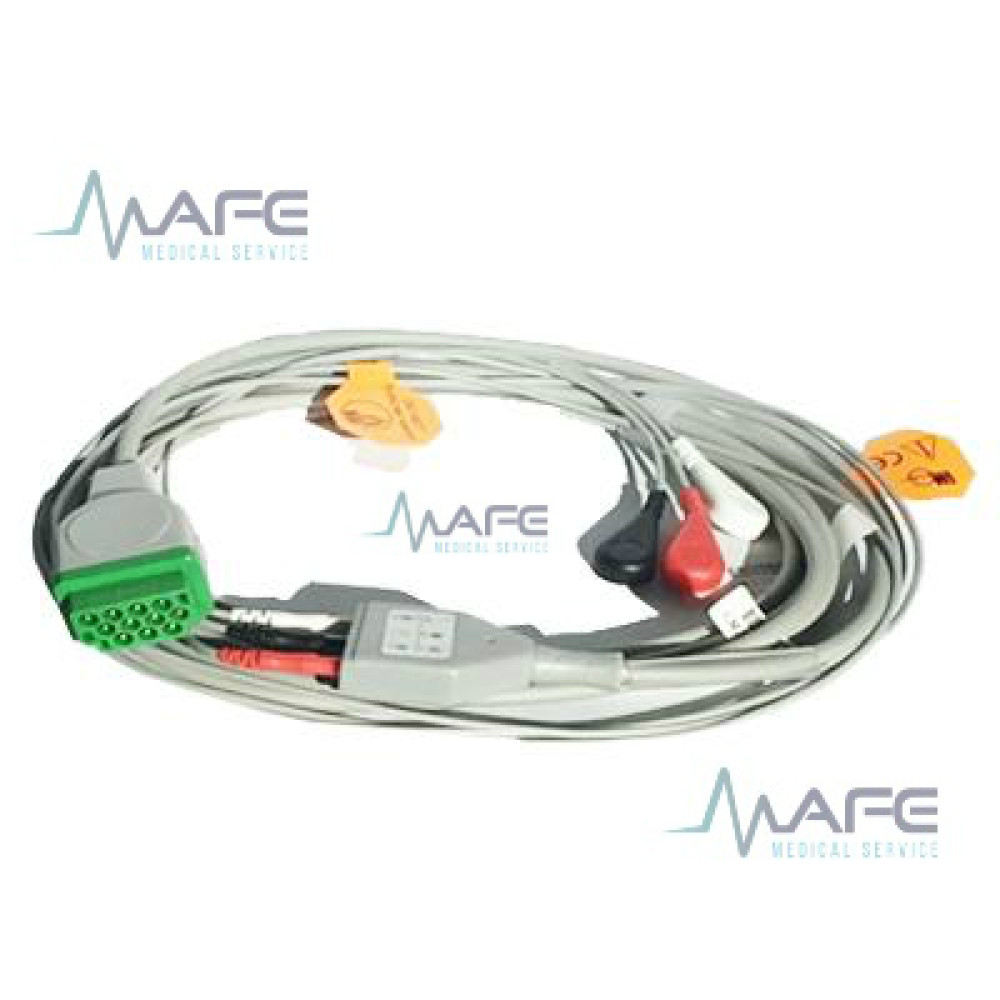 MC006DA-3. Cable Ecg de Una Pieza 3 Derivaciones Compatible con Ge Marquette Conector De 11 Pines Hembra