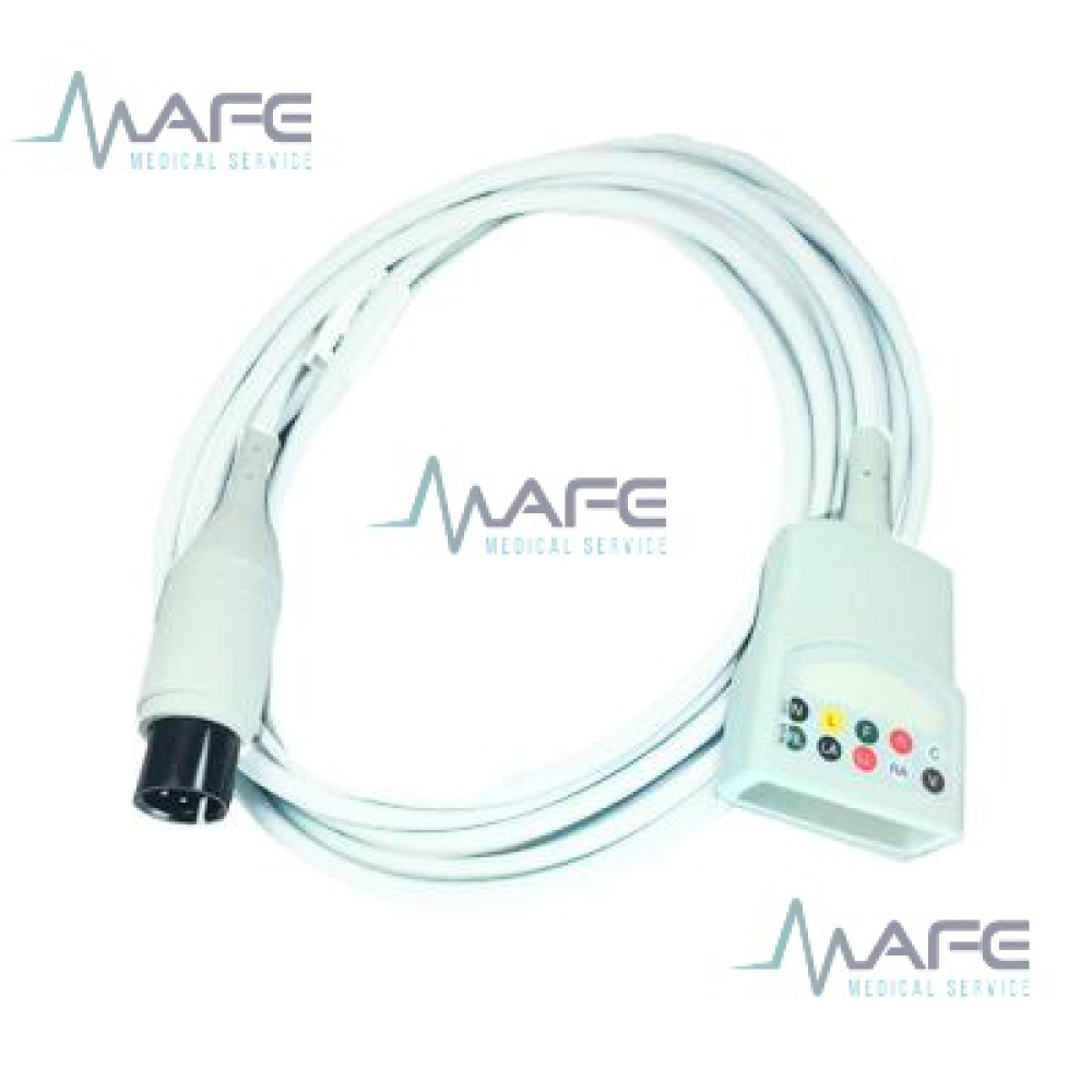 BCI 21-0462-51. Cable Troncal ECG 5 Derivaciones Compatible con Datascope, Conector Redondo 6 Pines 1 Guía
