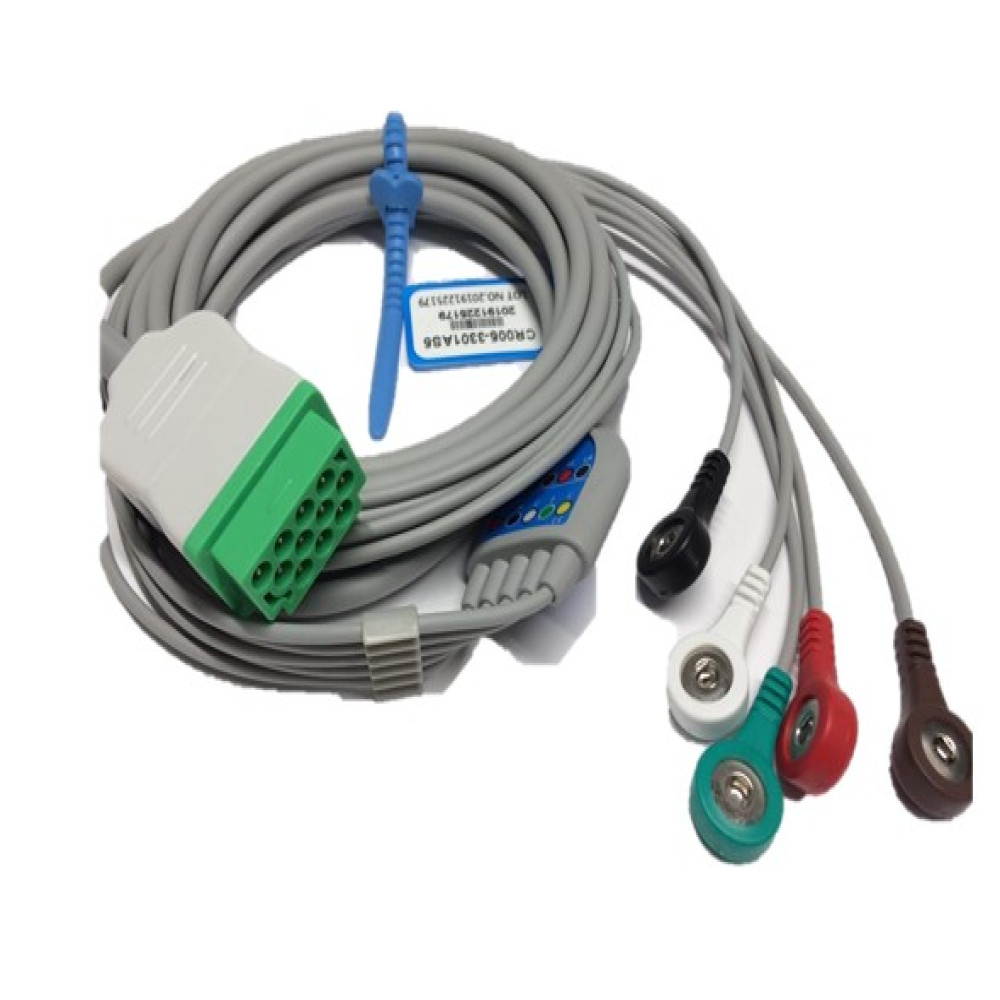 MC006DA-5. Cable ECG De Una Pieza 5 Derivaciones Compatible Con Ge Marquette Conector De 11 Pines Hembra